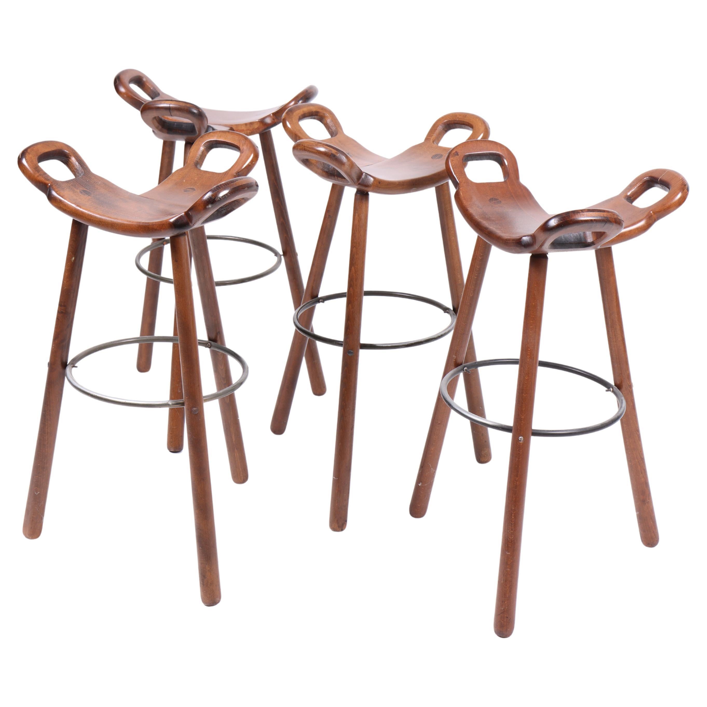 Set of Four Barstools, Made in Spain, 1960s For Sale