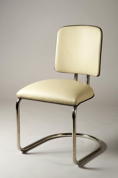Set of Four Bauhaus Armchair, by Bauhaus, Thonet, Leather, Austria, 1920s