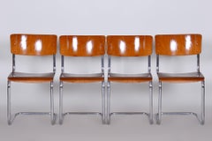 Set di quattro sedie Bauhaus in faggio, restaurate, Germania, anni '30