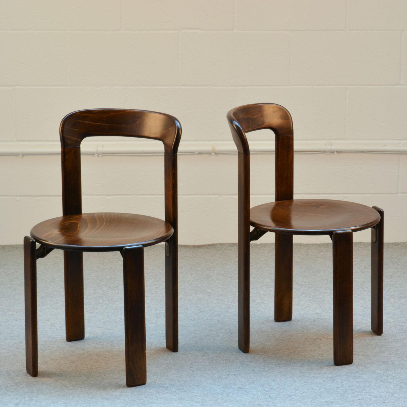 Wood Set of Four Bauhaus Dining Chairs by Bruno Rey