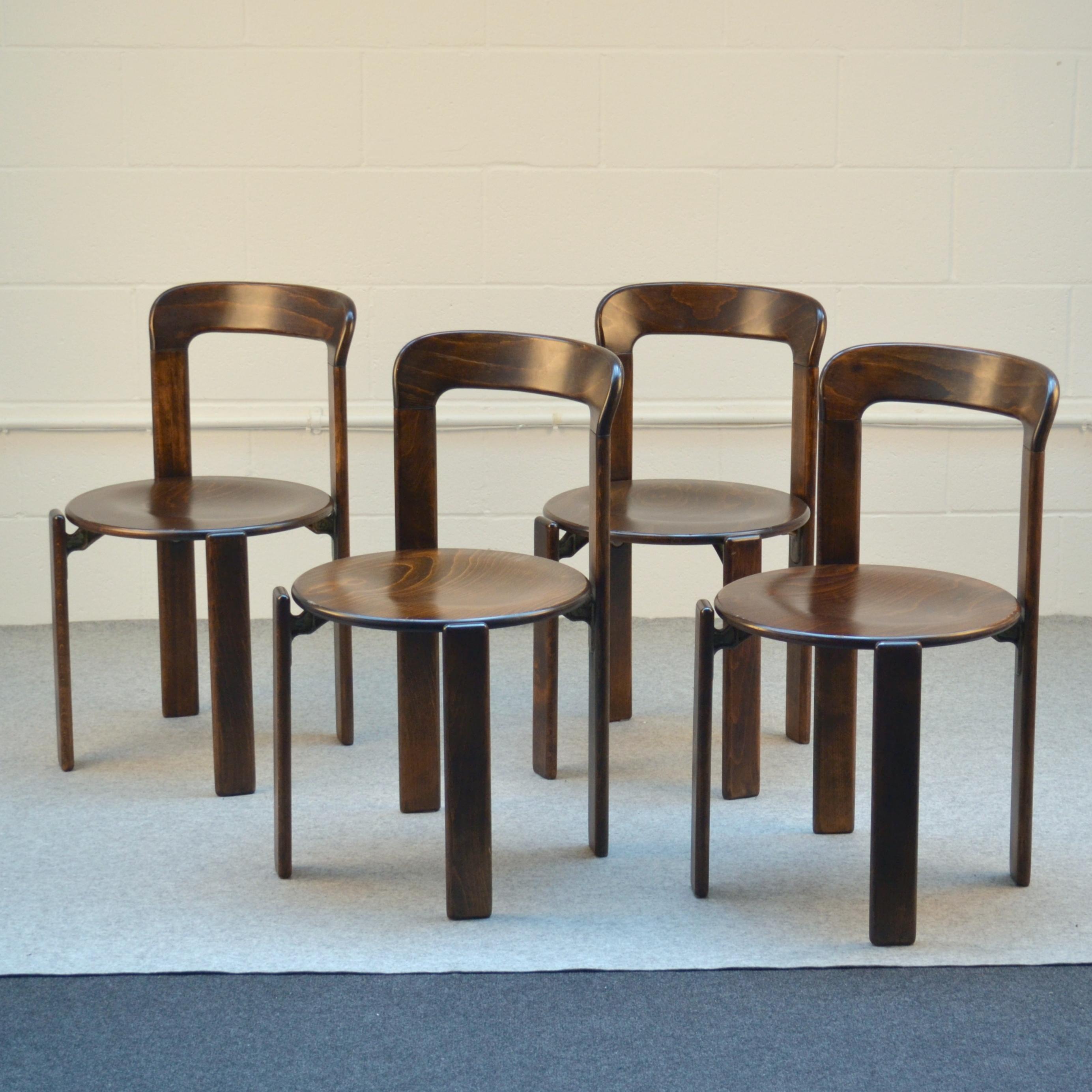 Set of Four Bauhaus Dining Chairs by Bruno Rey 1