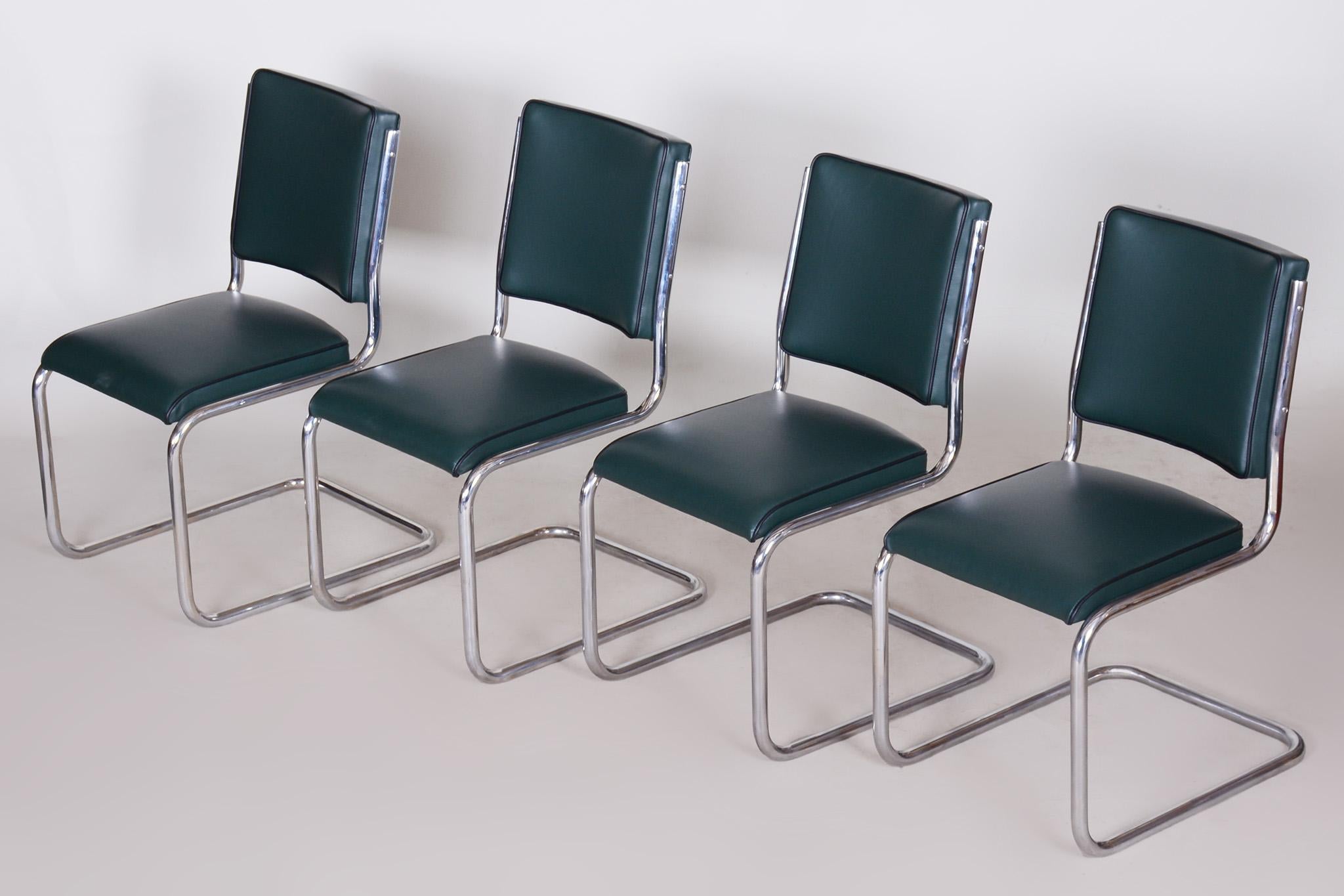 Ensemble de quatre chaises de salle à manger Bauhaus conçues par Anton Lorenz pour Slezak factories en vente 4