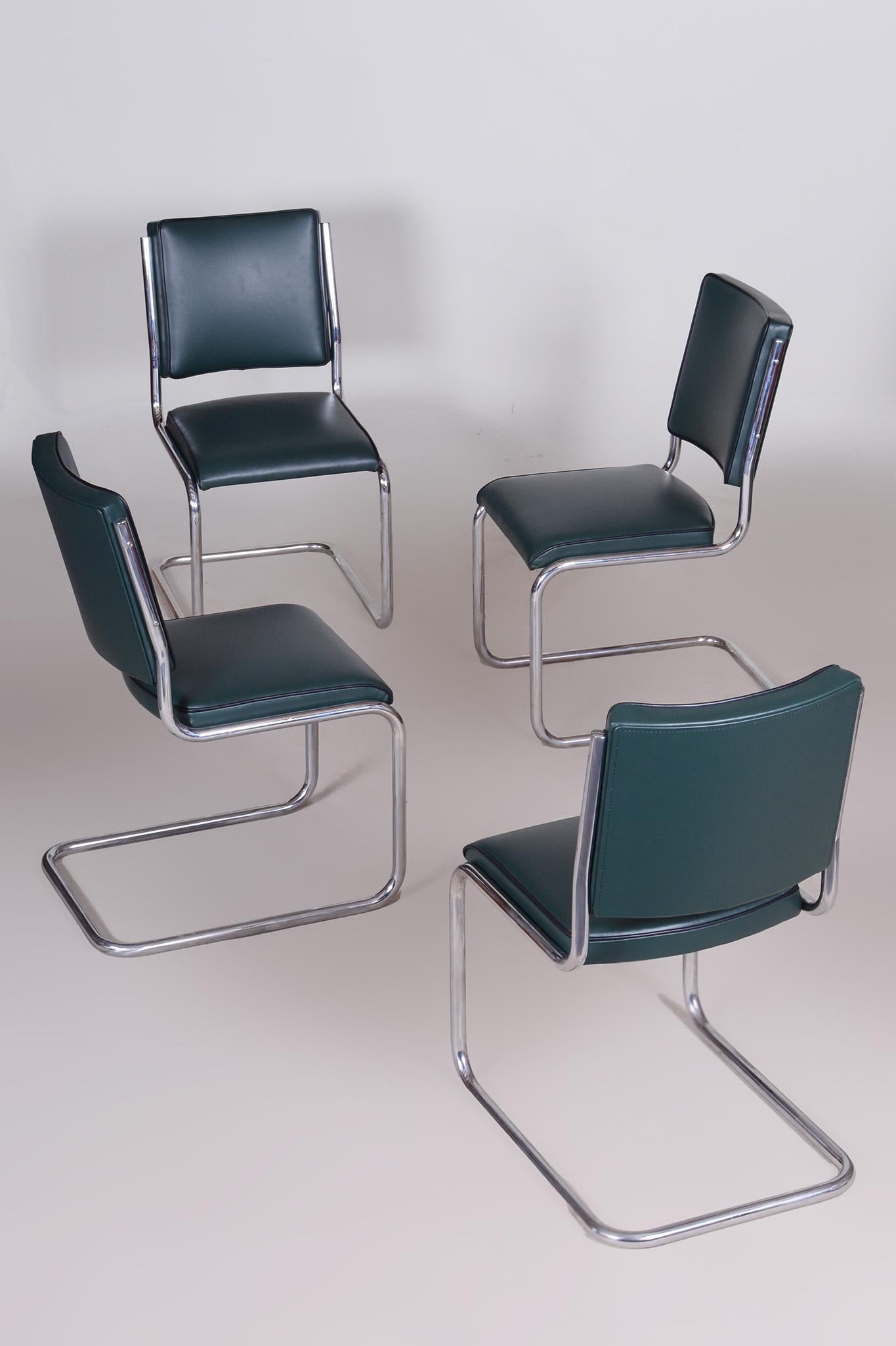 Ensemble de quatre chaises de salle à manger Bauhaus conçues par Anton Lorenz pour Slezak factories en vente 6