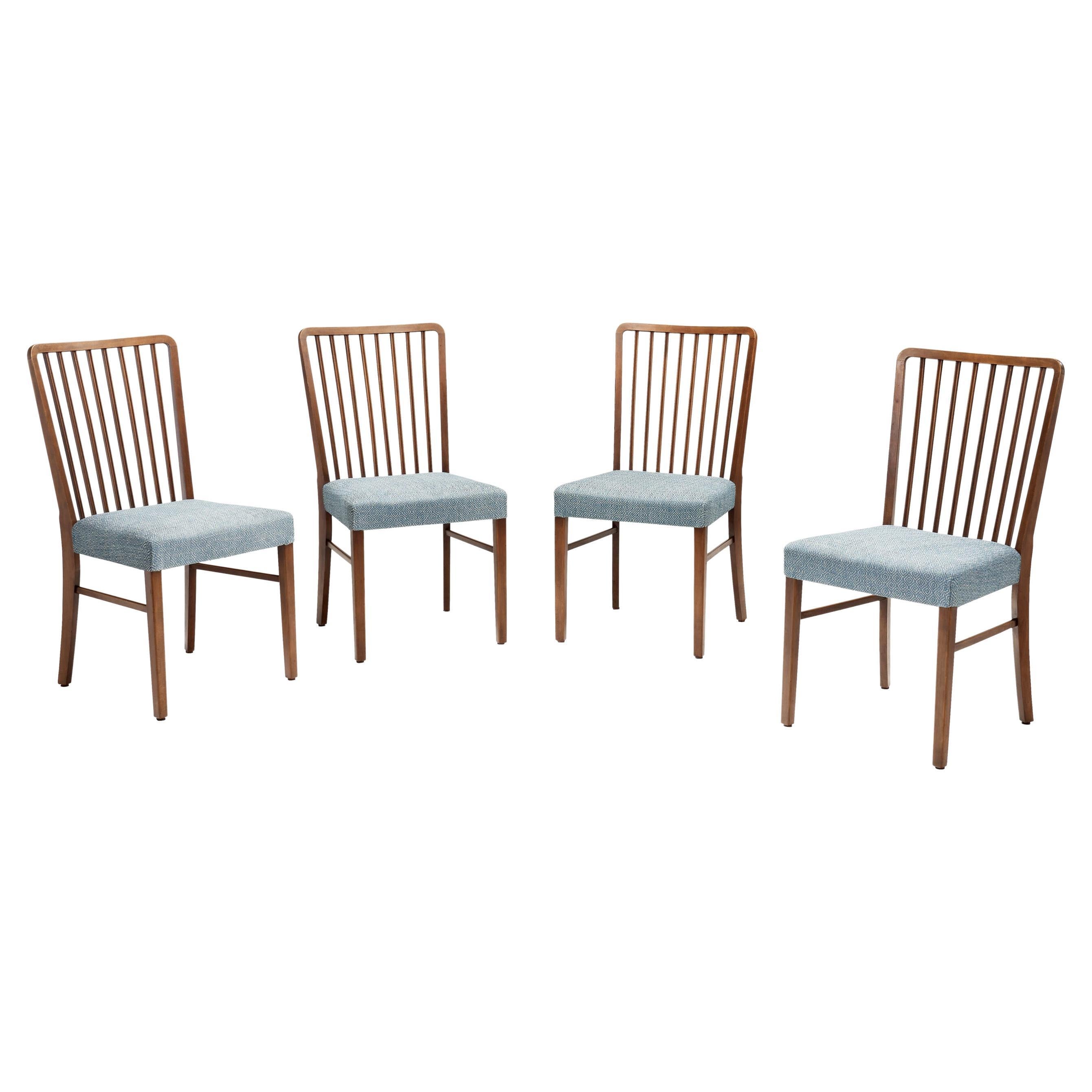 Set of Four Beech Danish Cabinetmaker Dining Chairs, Denmark Mid-20th Century For Sale