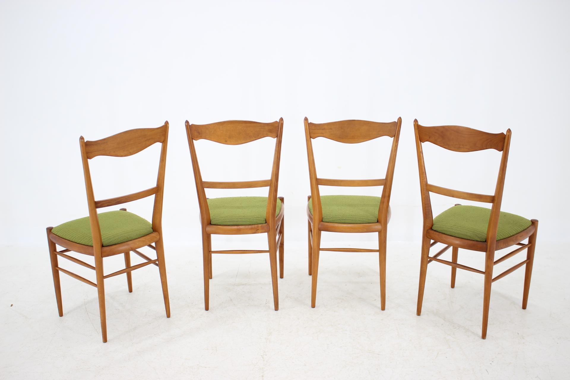 Mid-Century Modern Set of Four Beech Dining Chairs, 1960s For Sale
