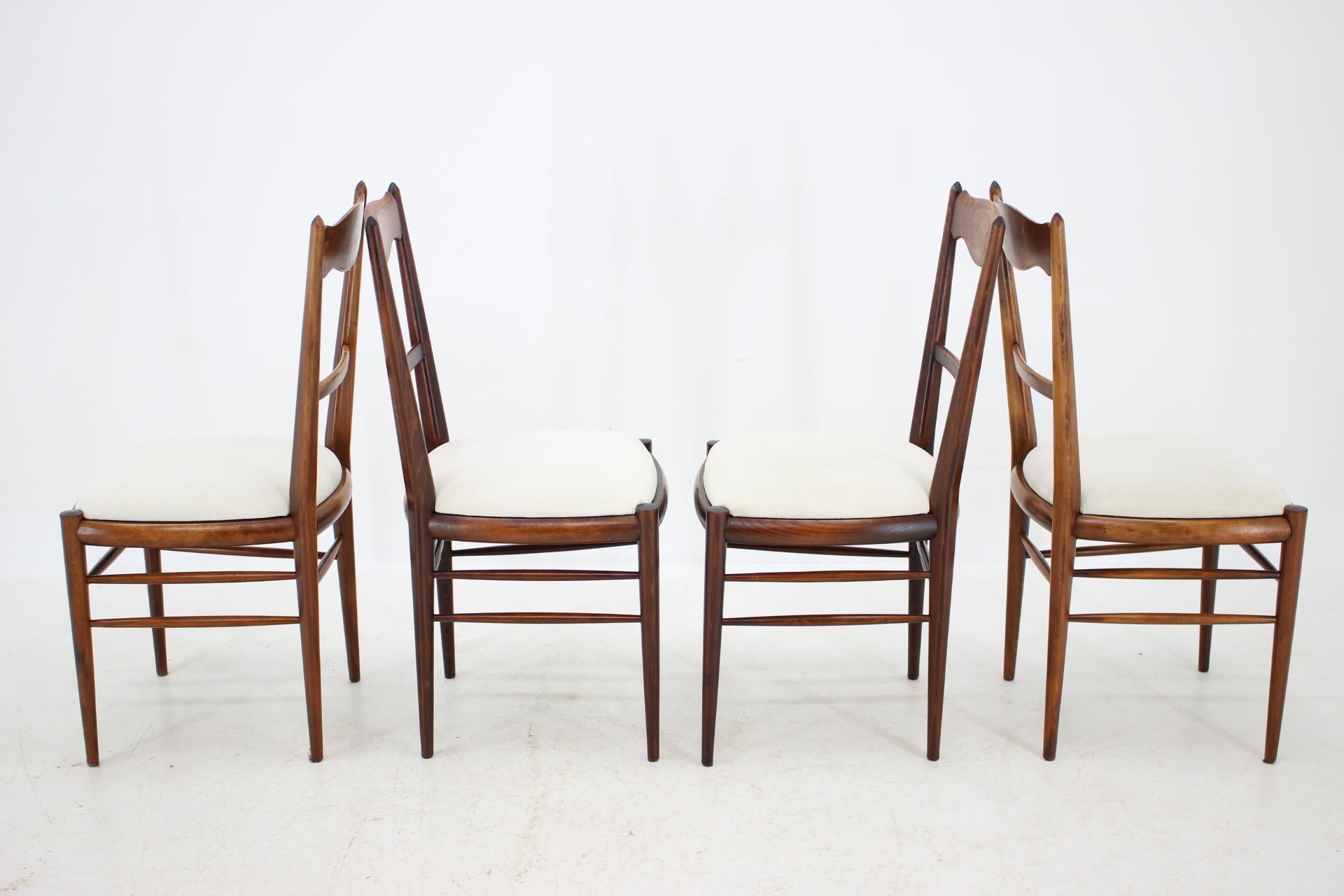 Italian Set of Four Beech Dining Chairs, 1960s