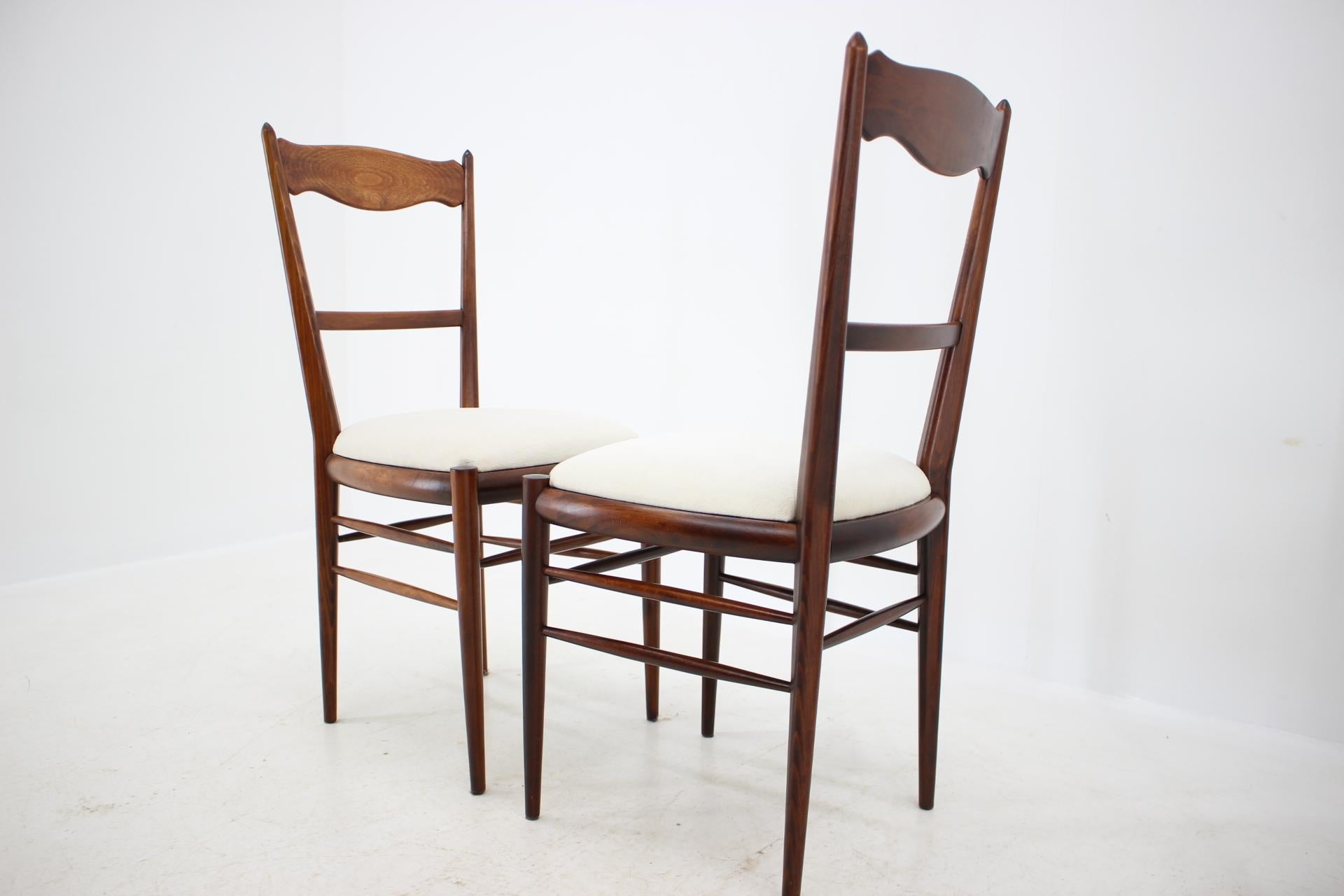 Fabric Set of Four Beech Dining Chairs, 1960s