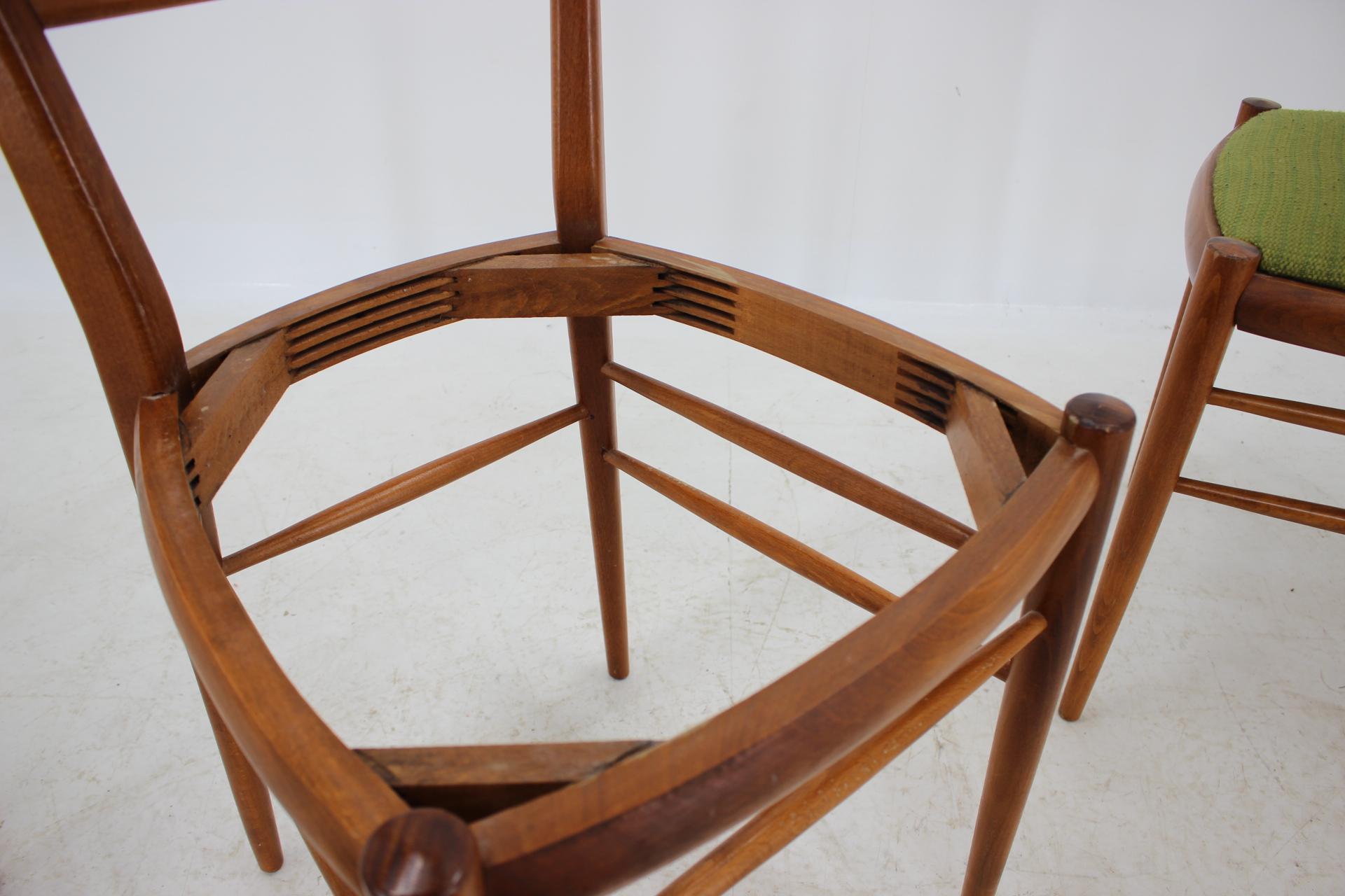 Set of Four Beech Dining Chairs, 1960s For Sale 2