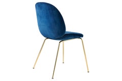 Set of Four Beetle Dining Chair, Conic Brass Base, Belsuede #132