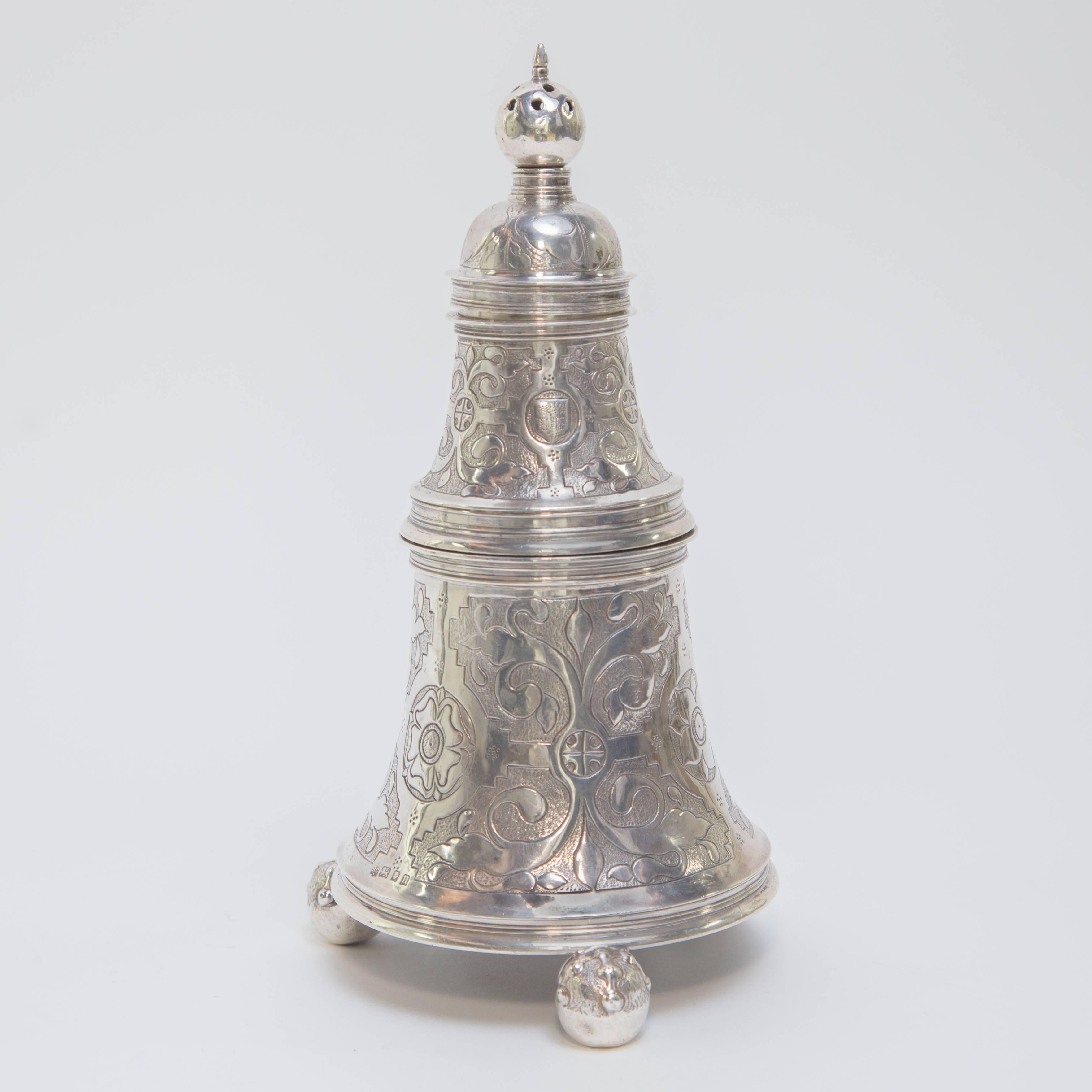 Neoclassical Set of Four Bell Sterling Silver Salts Salters England, Circa 1928
