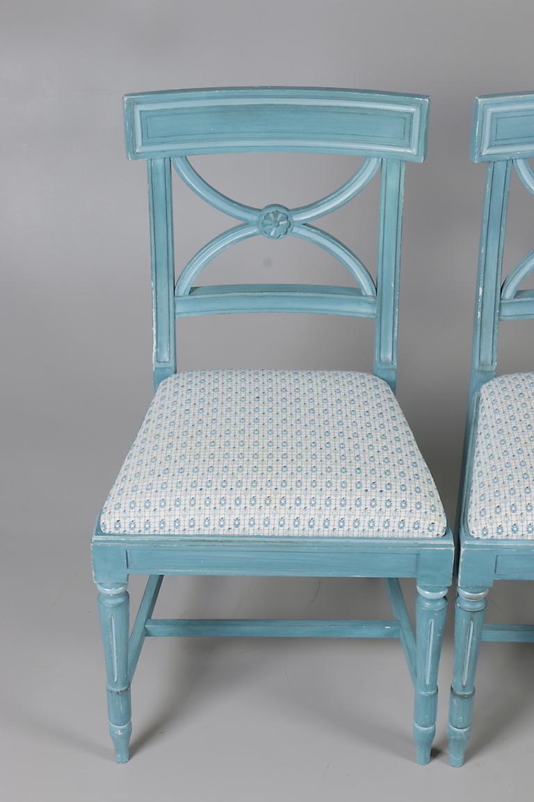 Set of Four Bellmann Swedish Blue Chairs 1