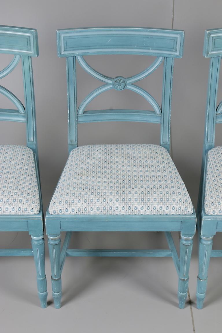 Set of Four Bellmann Swedish Blue Chairs 2