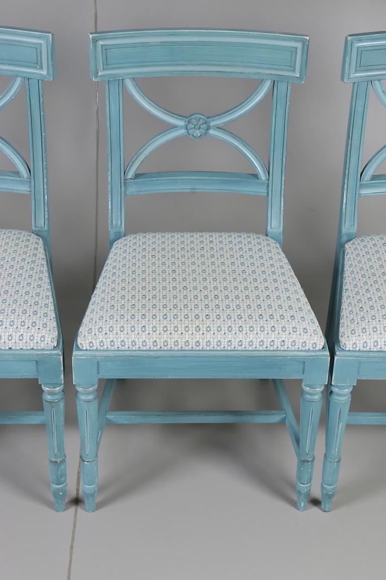 Set of Four Bellmann Swedish Blue Chairs 3