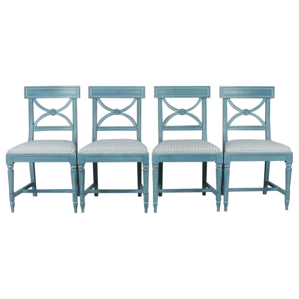 Set of Four Bellmann Swedish Blue Chairs
