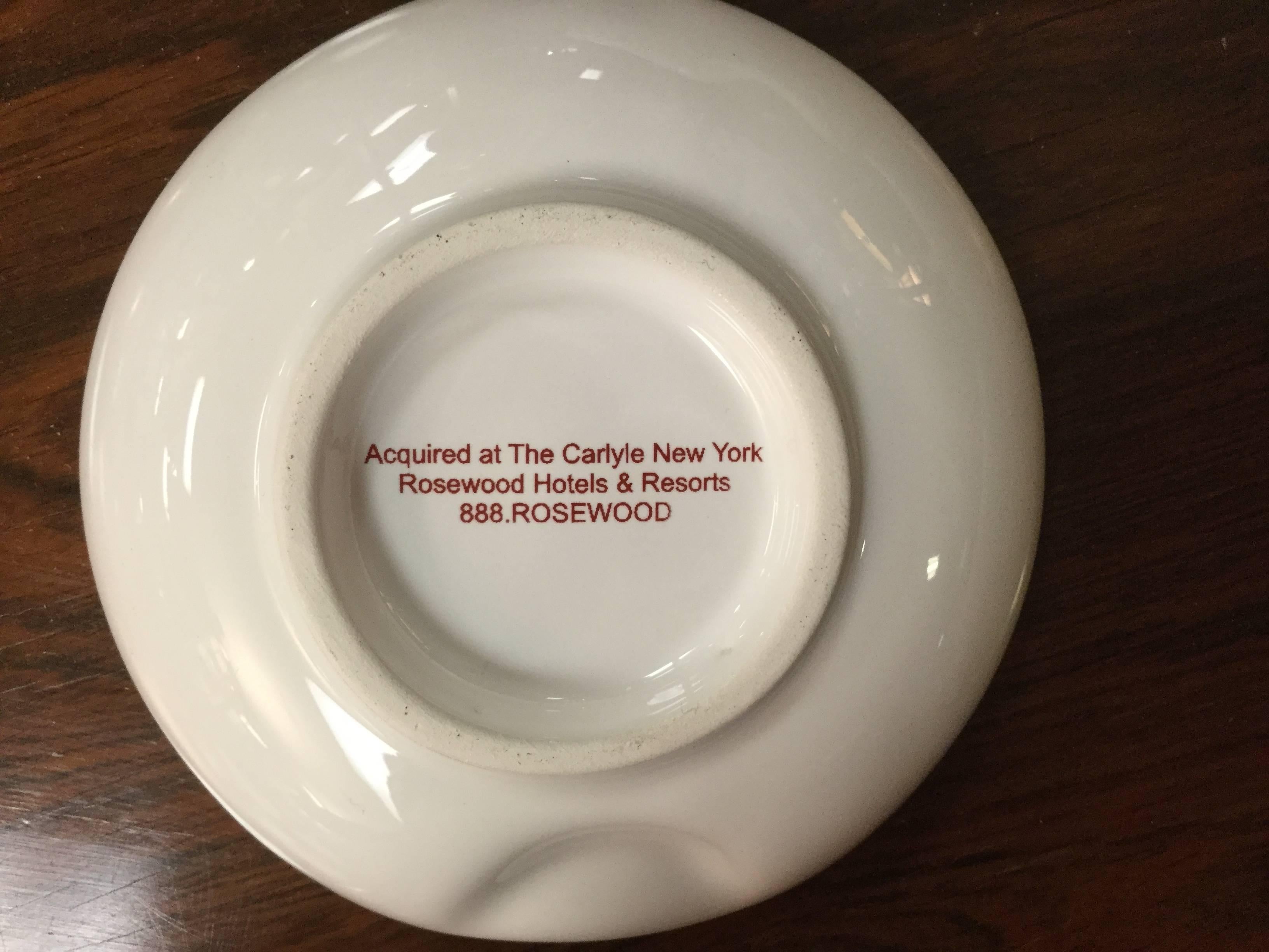 Hollywood Regency Set of Four Bemelmans Bar Ashtrays from the Carlyle Hotel, New York City