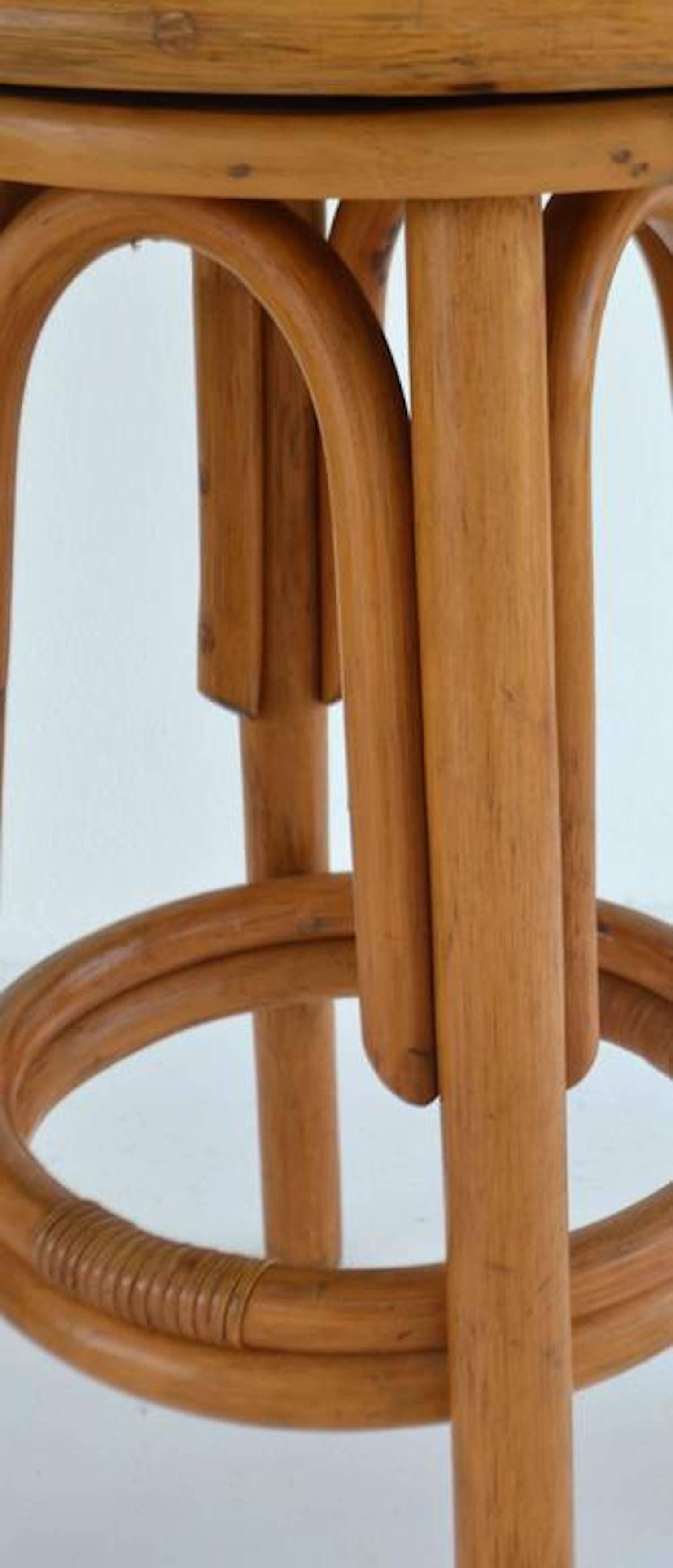 Set of Four Bent Bamboo Bar Stools In Good Condition For Sale In West Palm Beach, FL
