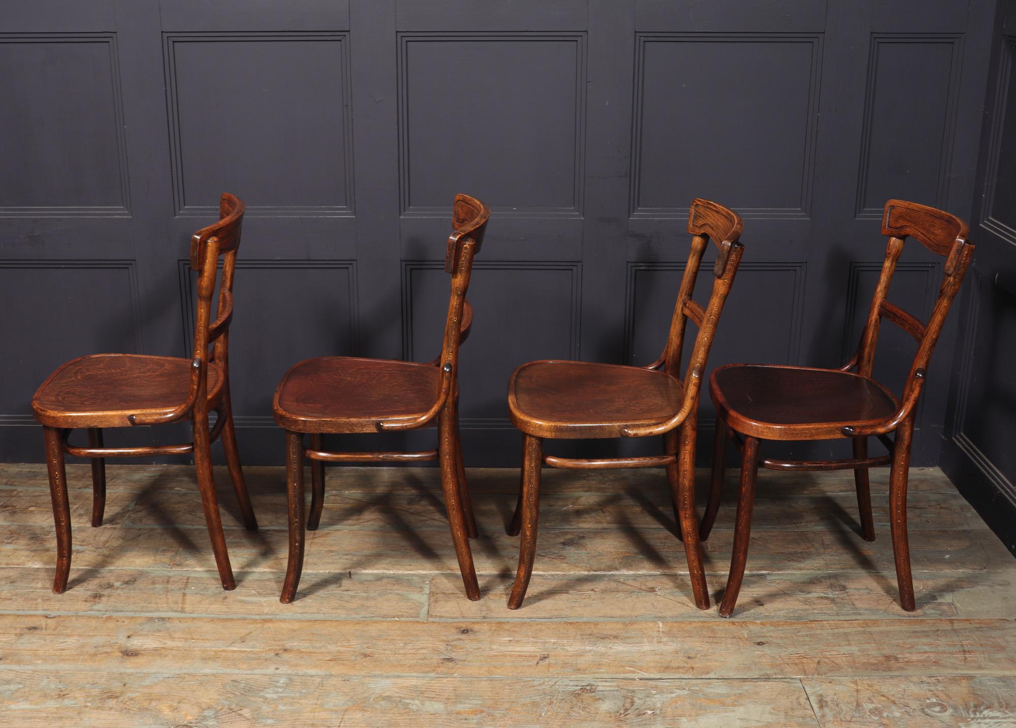 Art Deco Set of Four Bentwood Chairs by Thonet