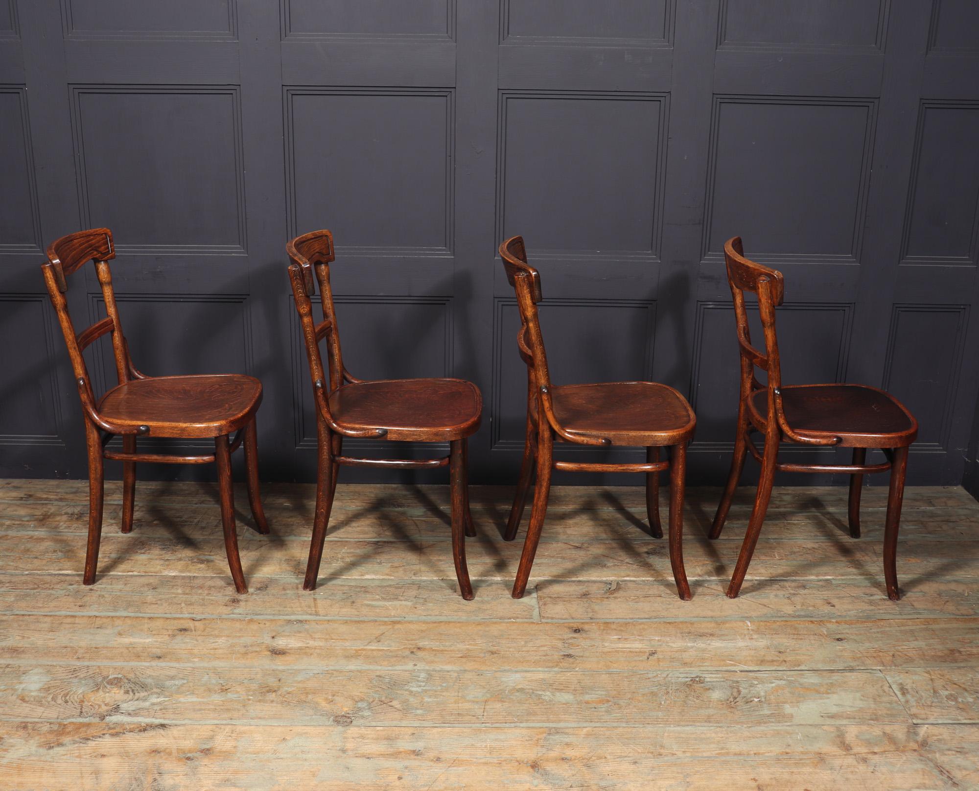 Mid-20th Century Set of Four Bentwood Chairs by Thonet