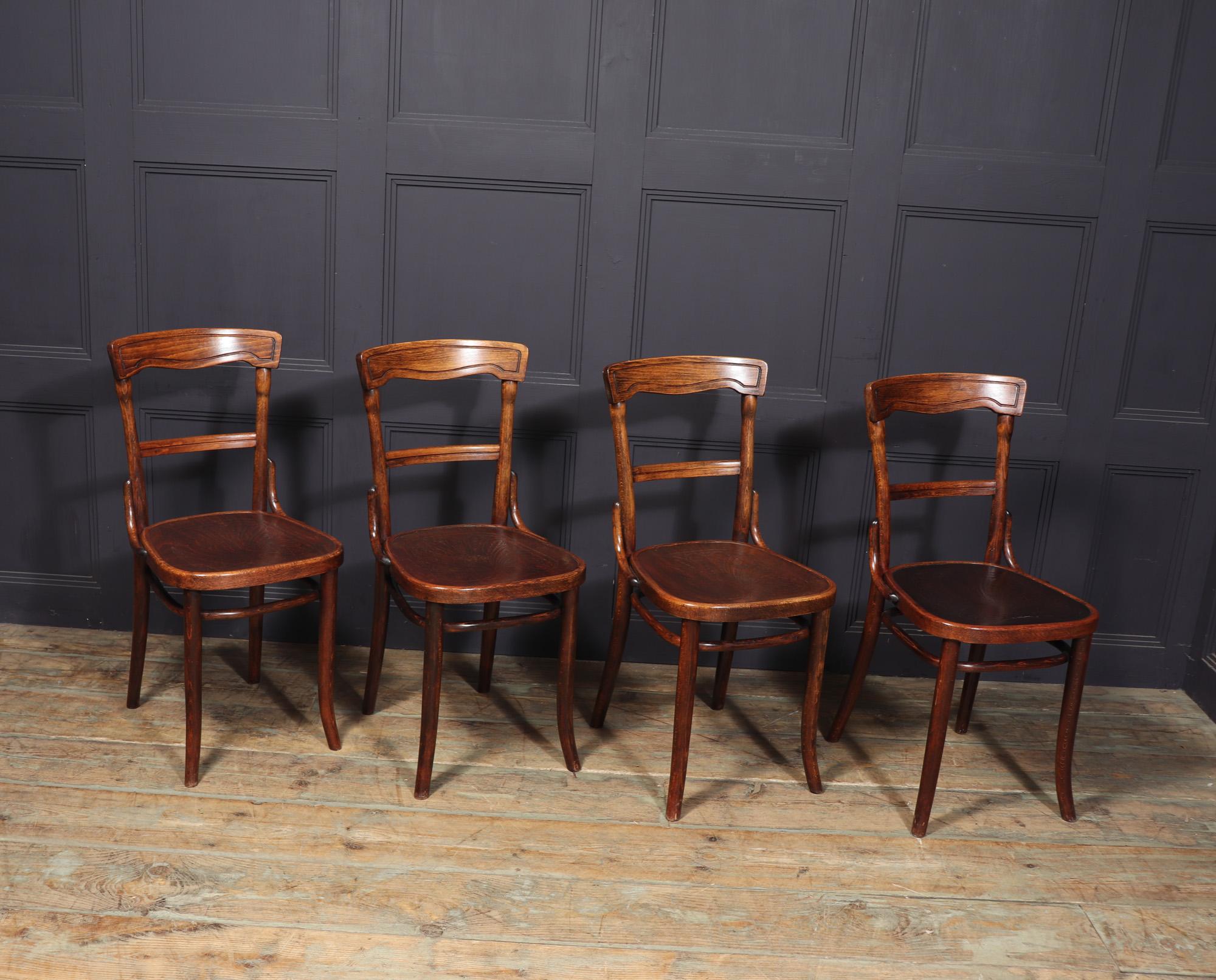 Beech Set of Four Bentwood Chairs by Thonet