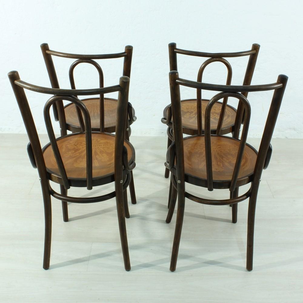 Early 20th Century Set of Four Bentwood Chairs in Thonet Stil