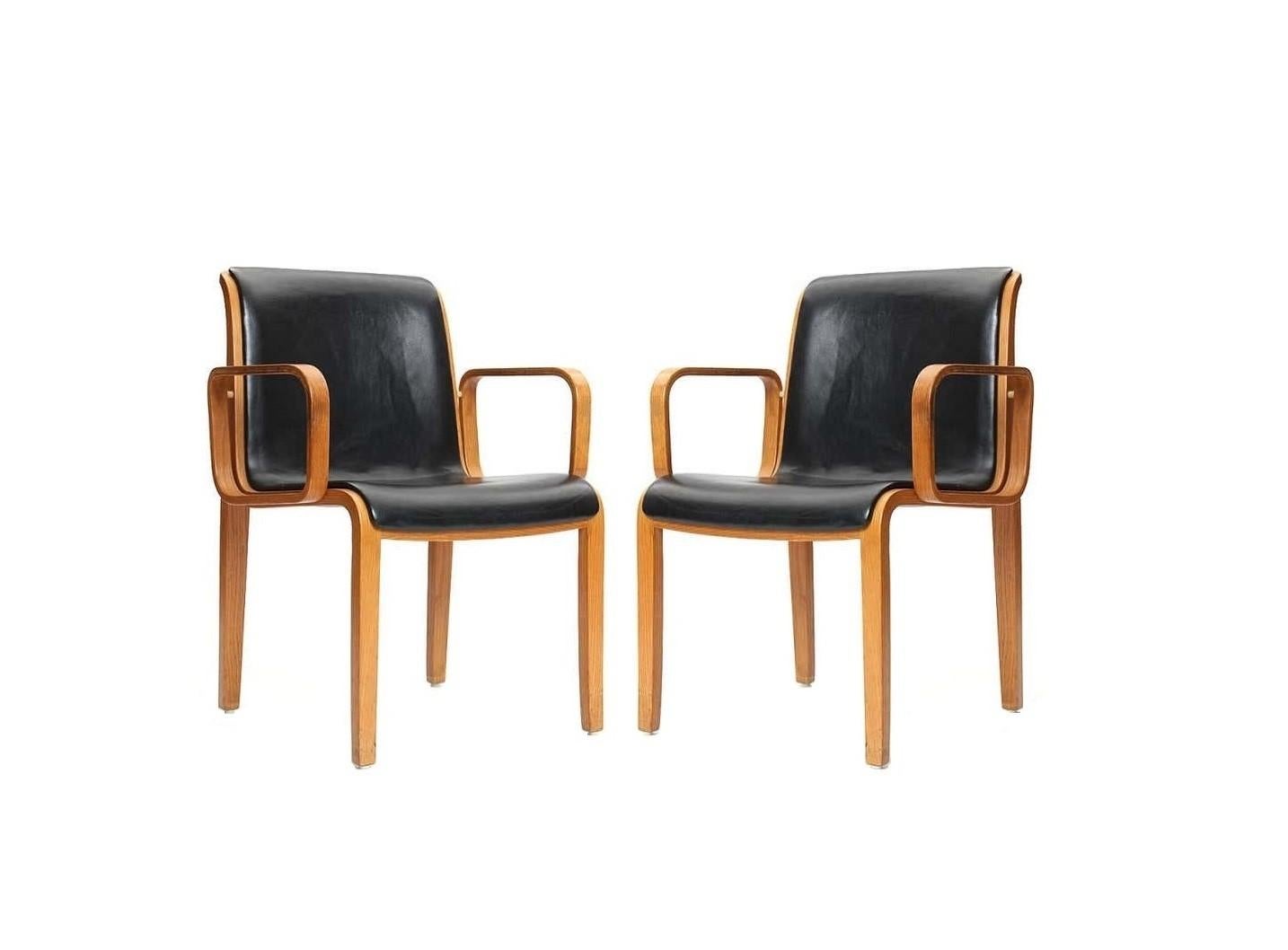 Late 20th Century Set of Four Bentwood Upholstered Armchairs by Bill Stephens for Knoll For Sale