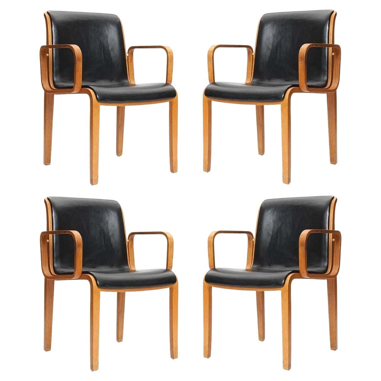 Set of Four Bentwood Upholstered Armchairs by Bill Stephens for Knoll For Sale