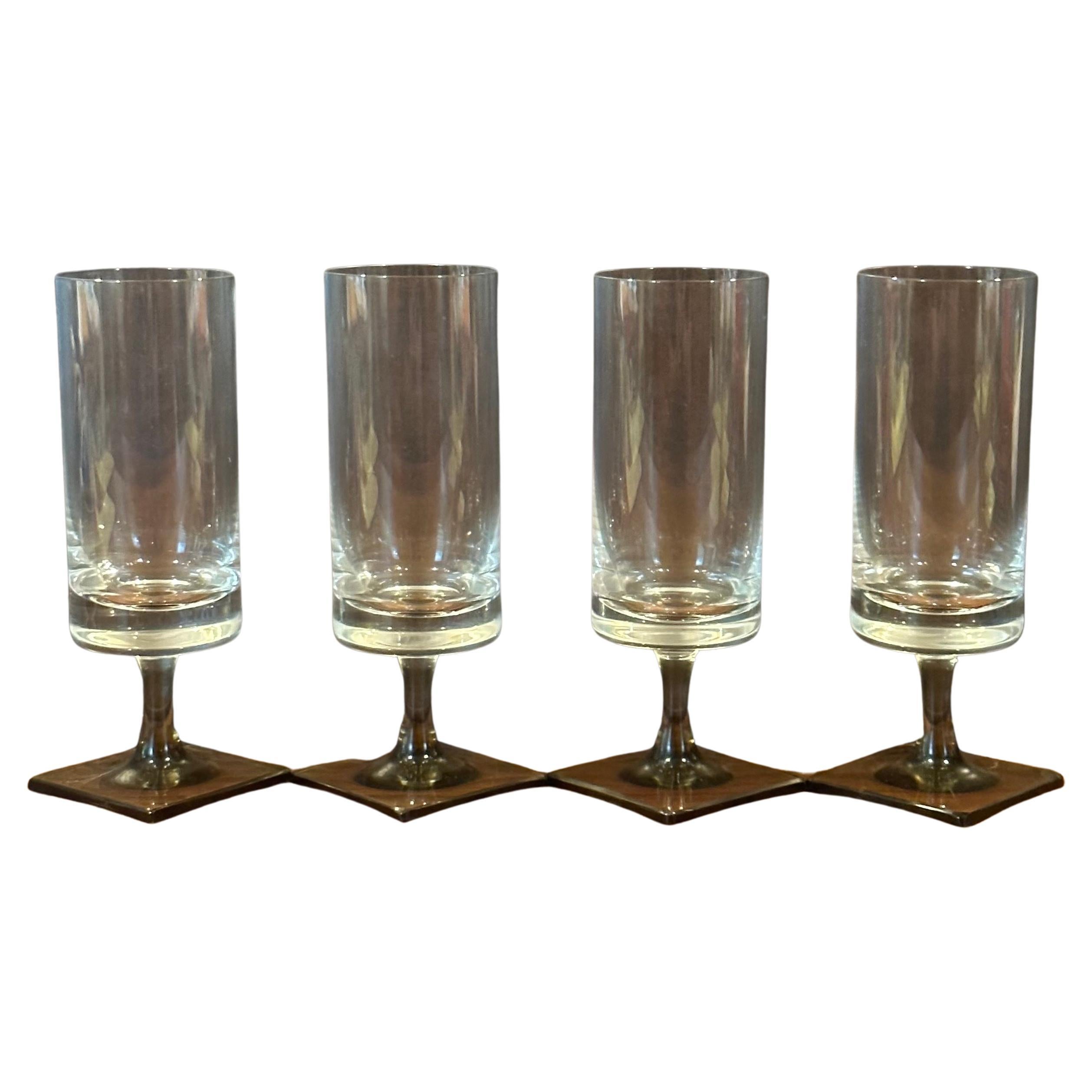 Mid-Century Modern Ensemble de quatre verres à glace à base carrée « Berlin » de G. Butler Jensen pour Rosenthal en vente