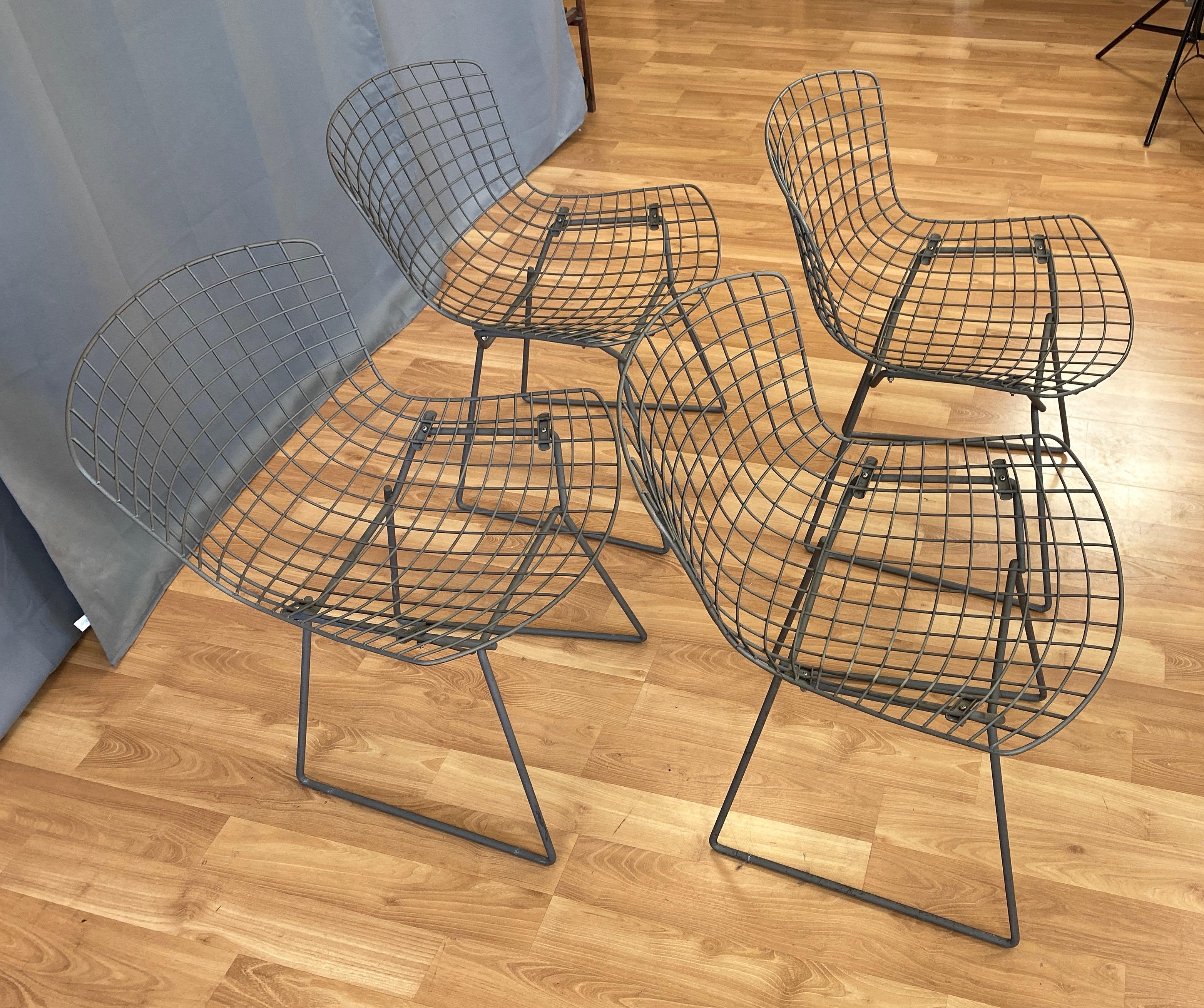 Set of Four Bertoia for Knoll Grey 420C Side Chairs, Early 1980s 4