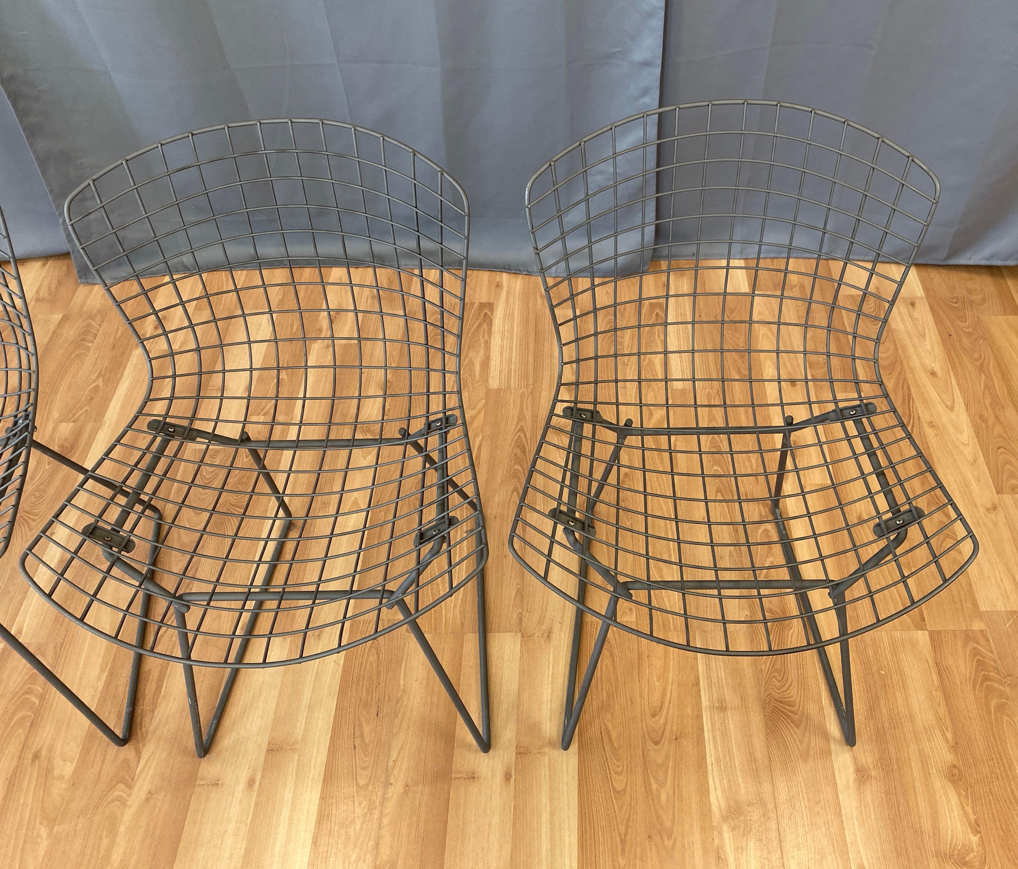 Set of Four Bertoia for Knoll Grey 420C Side Chairs, Early 1980s 6