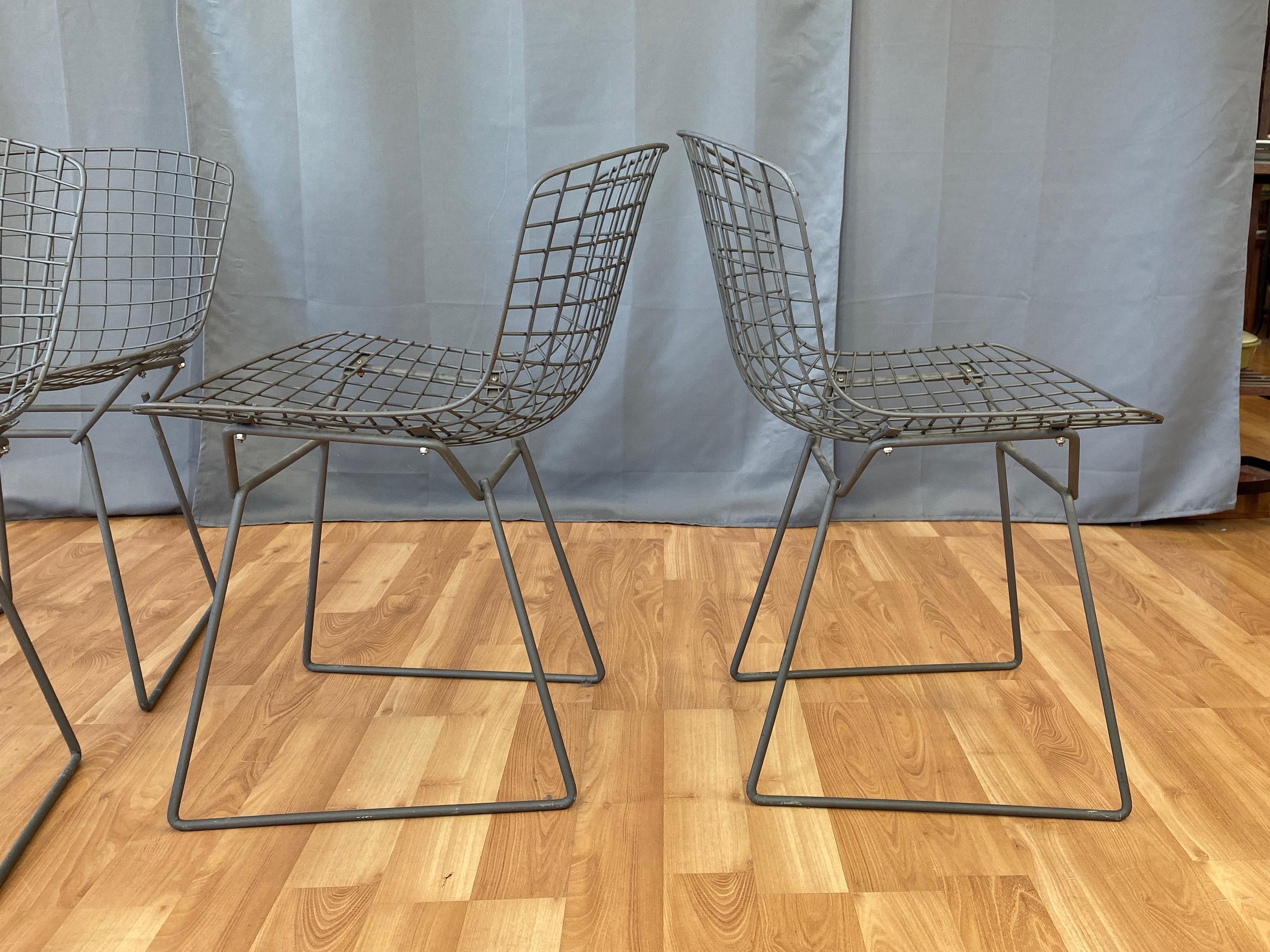 Late 20th Century Set of Four Bertoia for Knoll Grey 420C Side Chairs, Early 1980s