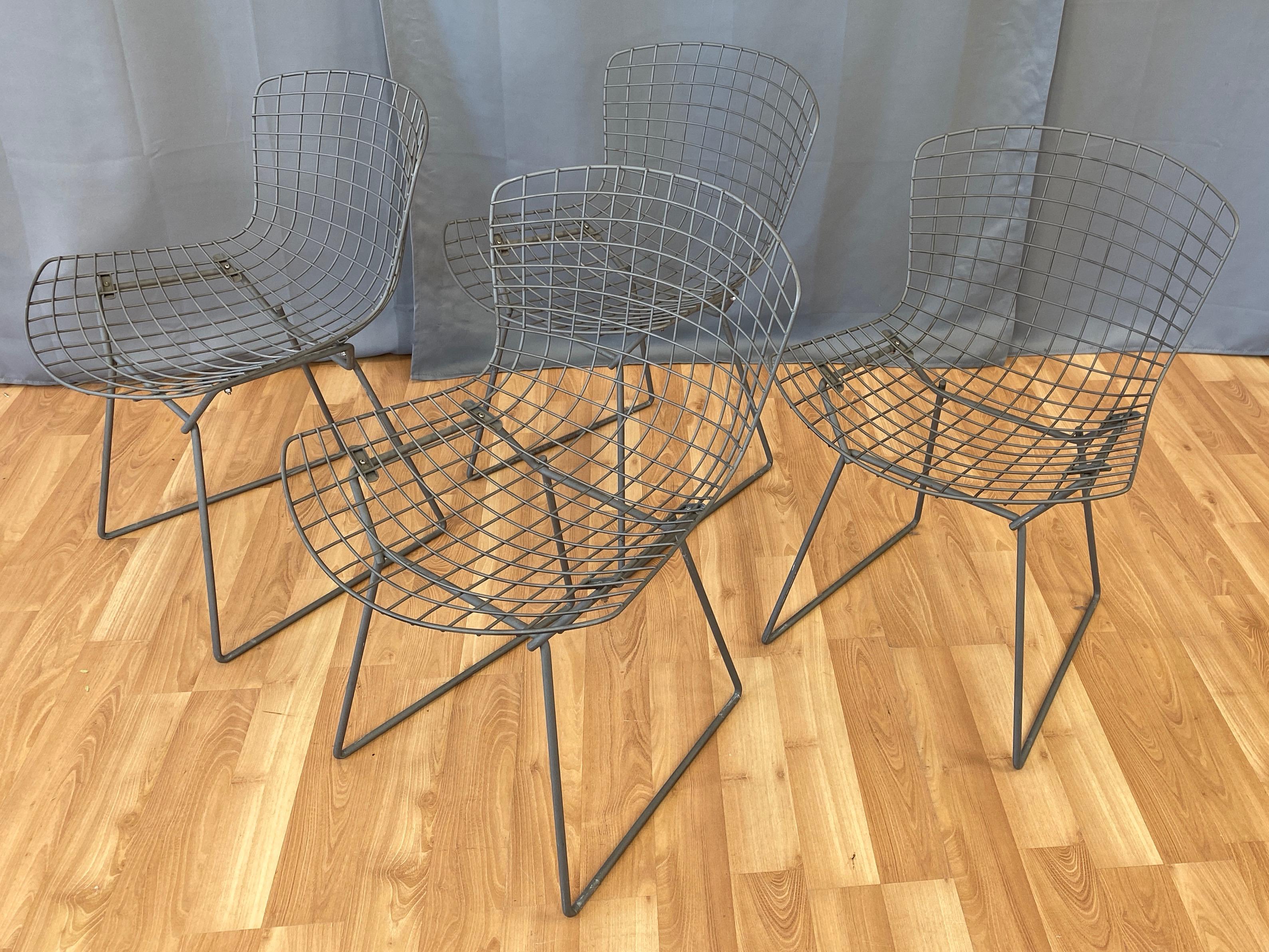 Set of Four Bertoia for Knoll Grey 420C Side Chairs, Early 1980s 2