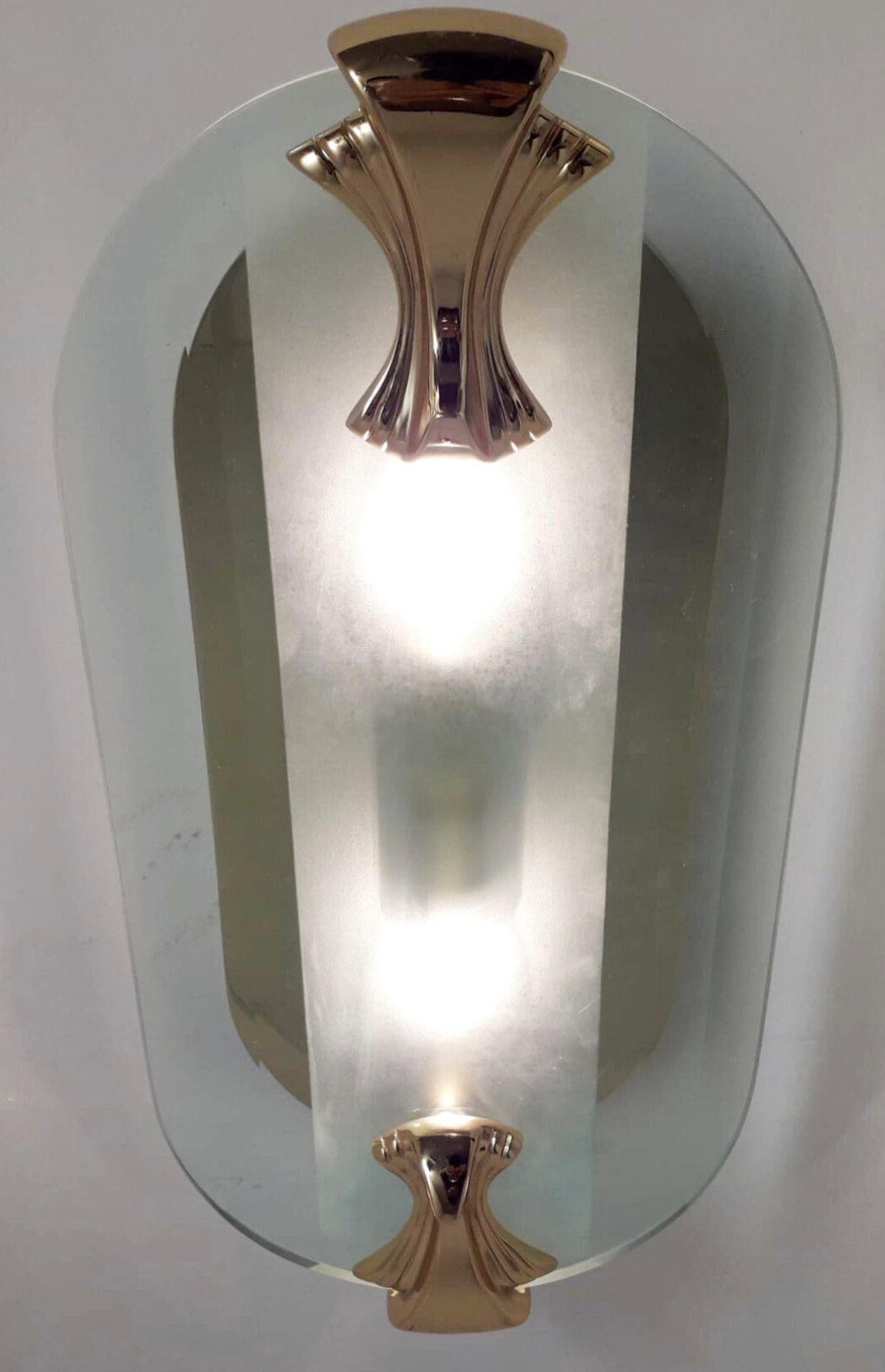 Set of Four Beveled Art Deco Style Sconces by Fratelli Martini. Italy, 1970's. For Sale 1