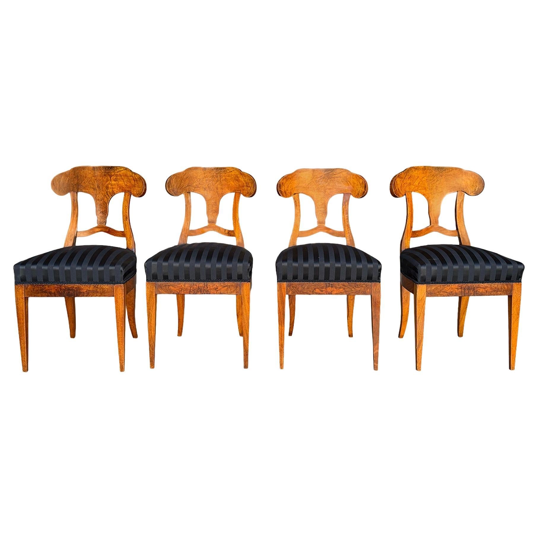 Set of Four Biedermeier Dining Chairs, Cherrywood, Circa 1820-1840