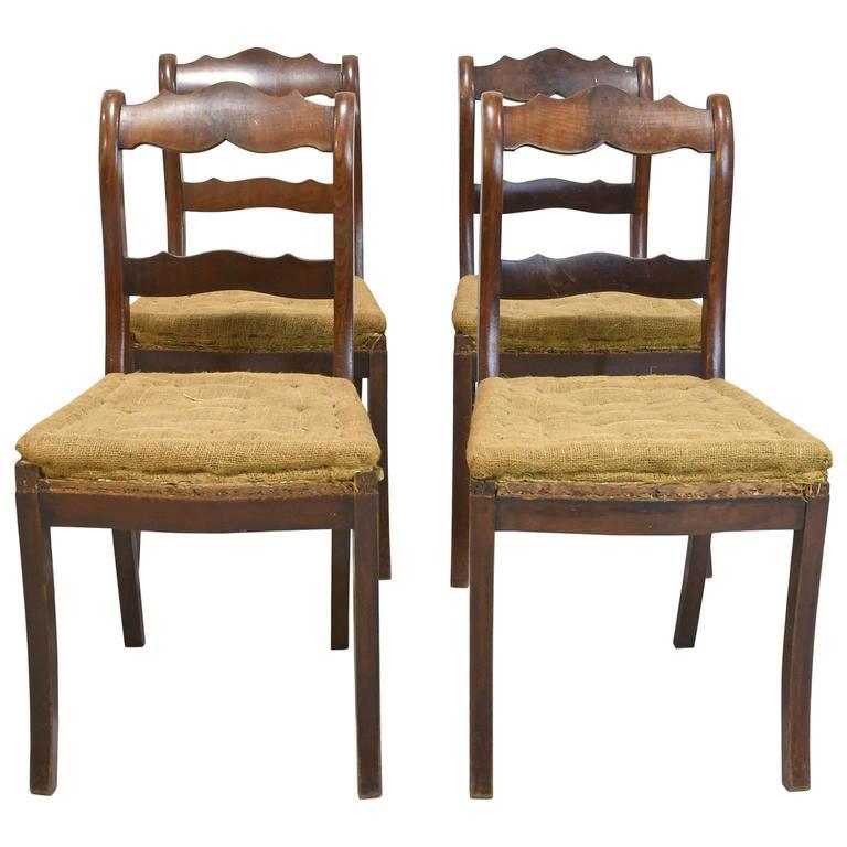 Set of Four Biedermeier Dining Chairs in Mahogany, Lower Saxony, Germany For Sale 8