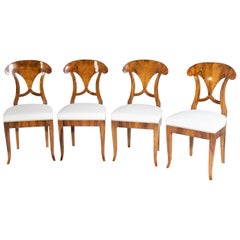 Set of Four Biedermeier Shovel Chairs, Walnut, Southern Germany, circa 1820