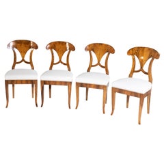 Set of Four Biedermeier Shovel Chairs, Walnut, Southern Germany, circa 1820