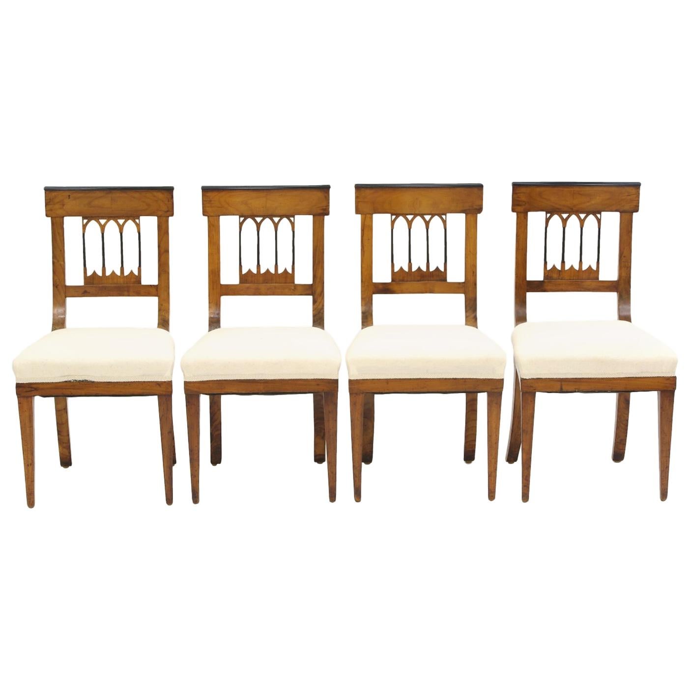Set of Four Biedermeier Side Chairs, circa 1810-1820 For Sale