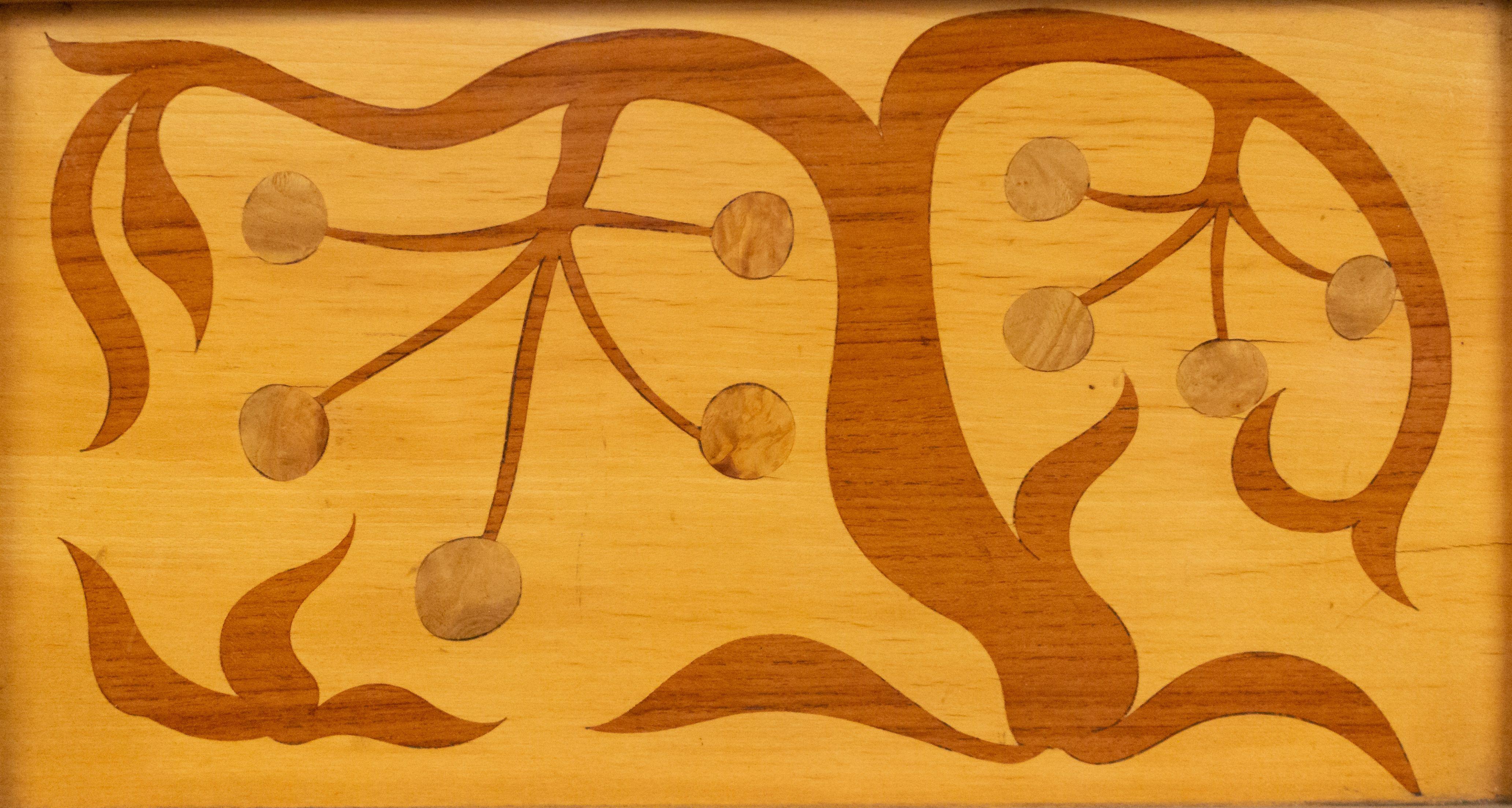 Maple Set of Four Biedermeier Style Botanical Wooden Wall Plaques For Sale