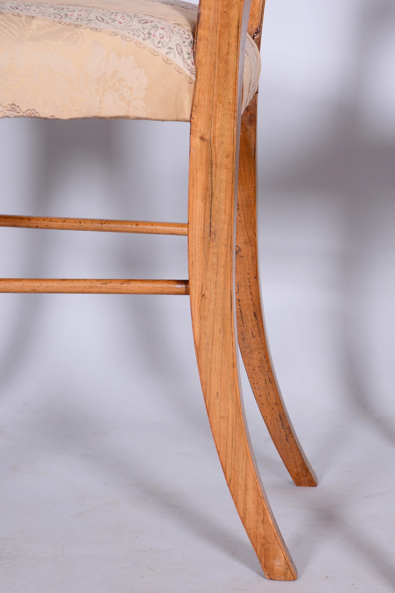19th Century Set of Four Biedermeier Walnut Chairs, Original Condition, Czechia, 1830s For Sale