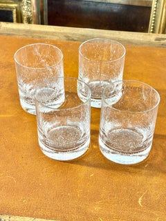Set of Four Biot Bubble Glass Tumblers, France 20th Century