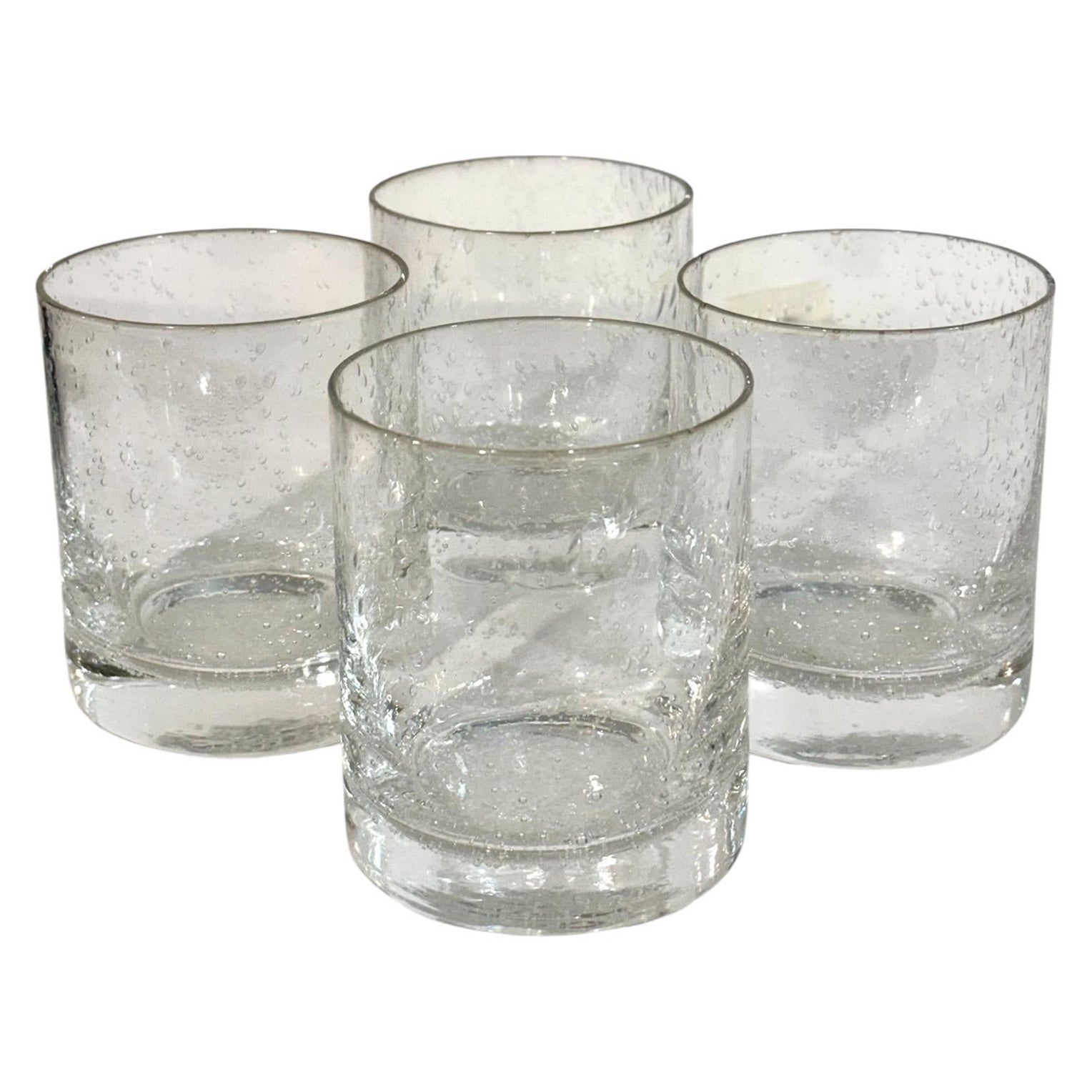 Set of Four Biot Bubble Glass Tumblers, France 20th Century