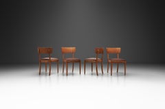 Juego de cuatro sillas de comedor de abedul, Suecia Años 40