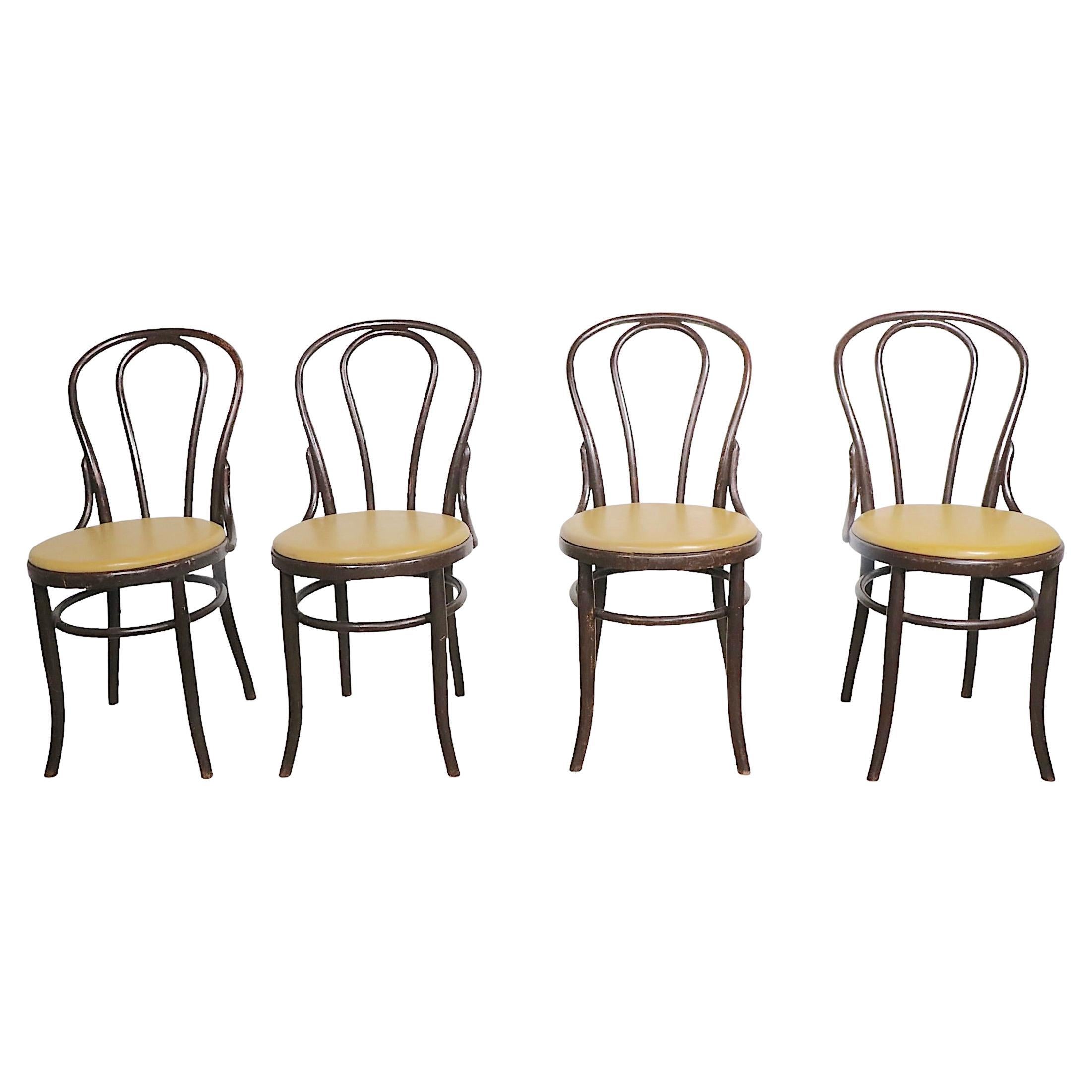 Set of Four Bistro Cafe Bentwood  Dining Chairs att. to Thonet