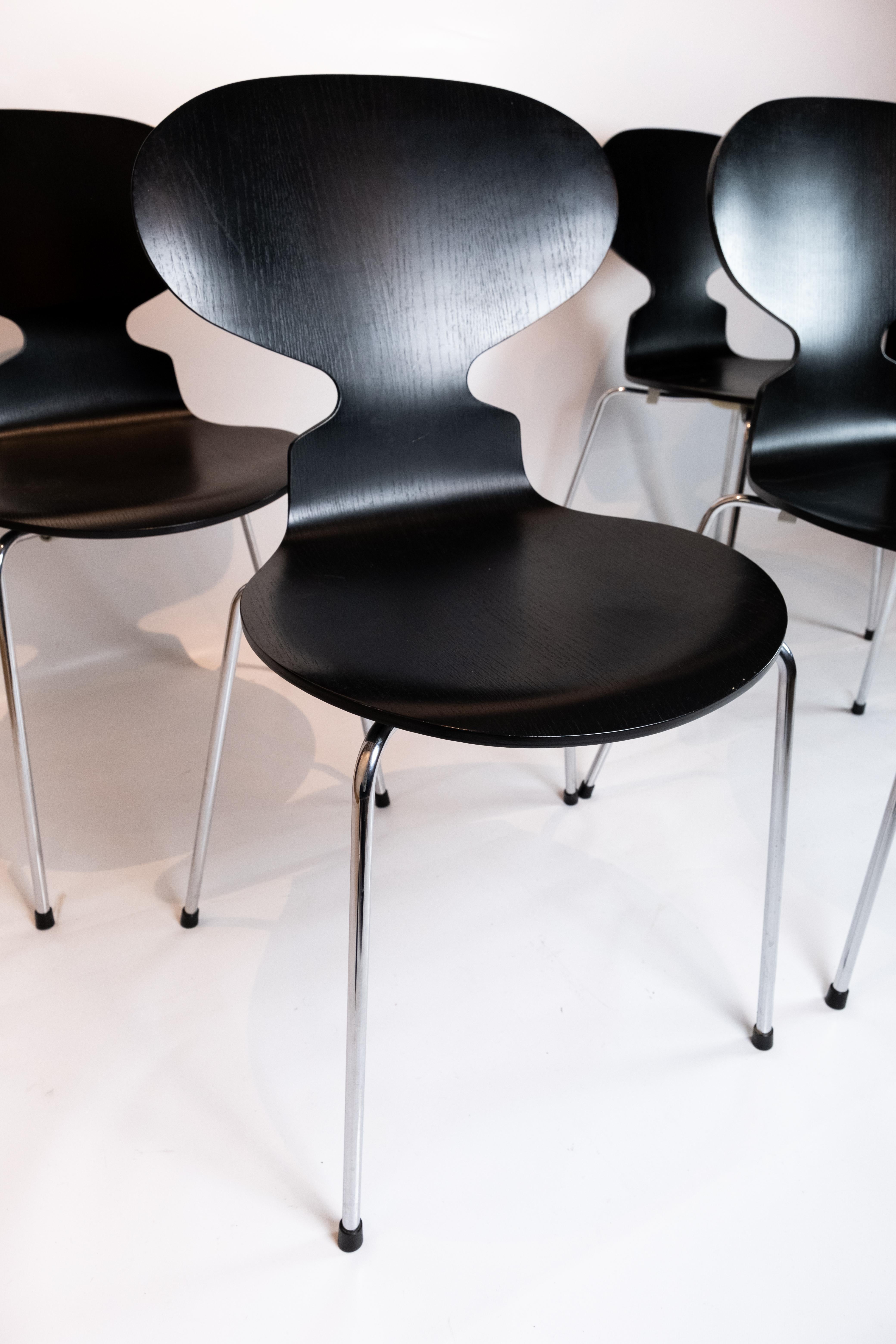 Scandinavian Modern Set of Four Black Ant Chairs, Model 3101, Designed by Arne Jacobsen in 1952 For Sale