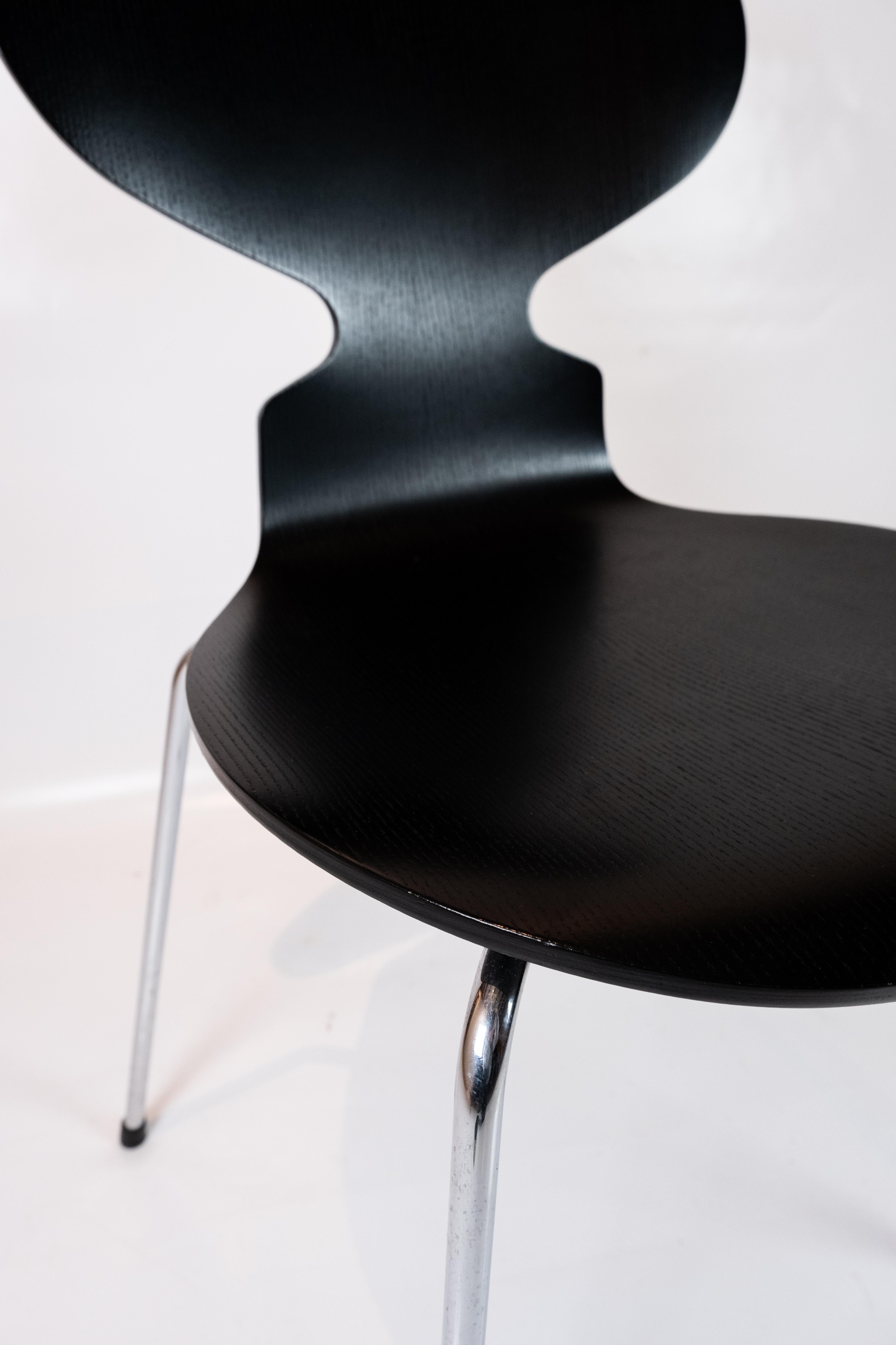 Lacquered Set of Four Black Ant Chairs, Model 3101, Designed by Arne Jacobsen in 1952 For Sale
