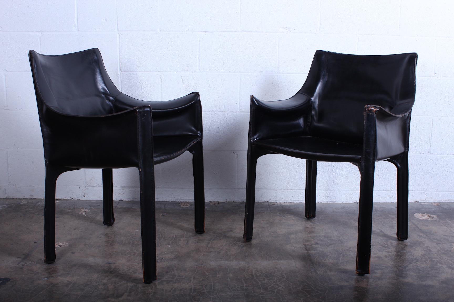 Set of Four Black Cab Armchairs by Mario Bellini for Cassina 2