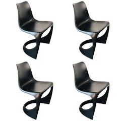 Vintage Set of Four Black Cado Chairs, Steen Østergaard, 1960s