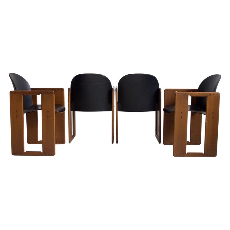 Set Of Four Black Dialogo Chairs By Afra And Tobia Scarpa For Sale At 1stdibs