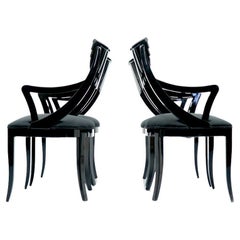 Set of Four Black Dining Room Chairs, 1990s