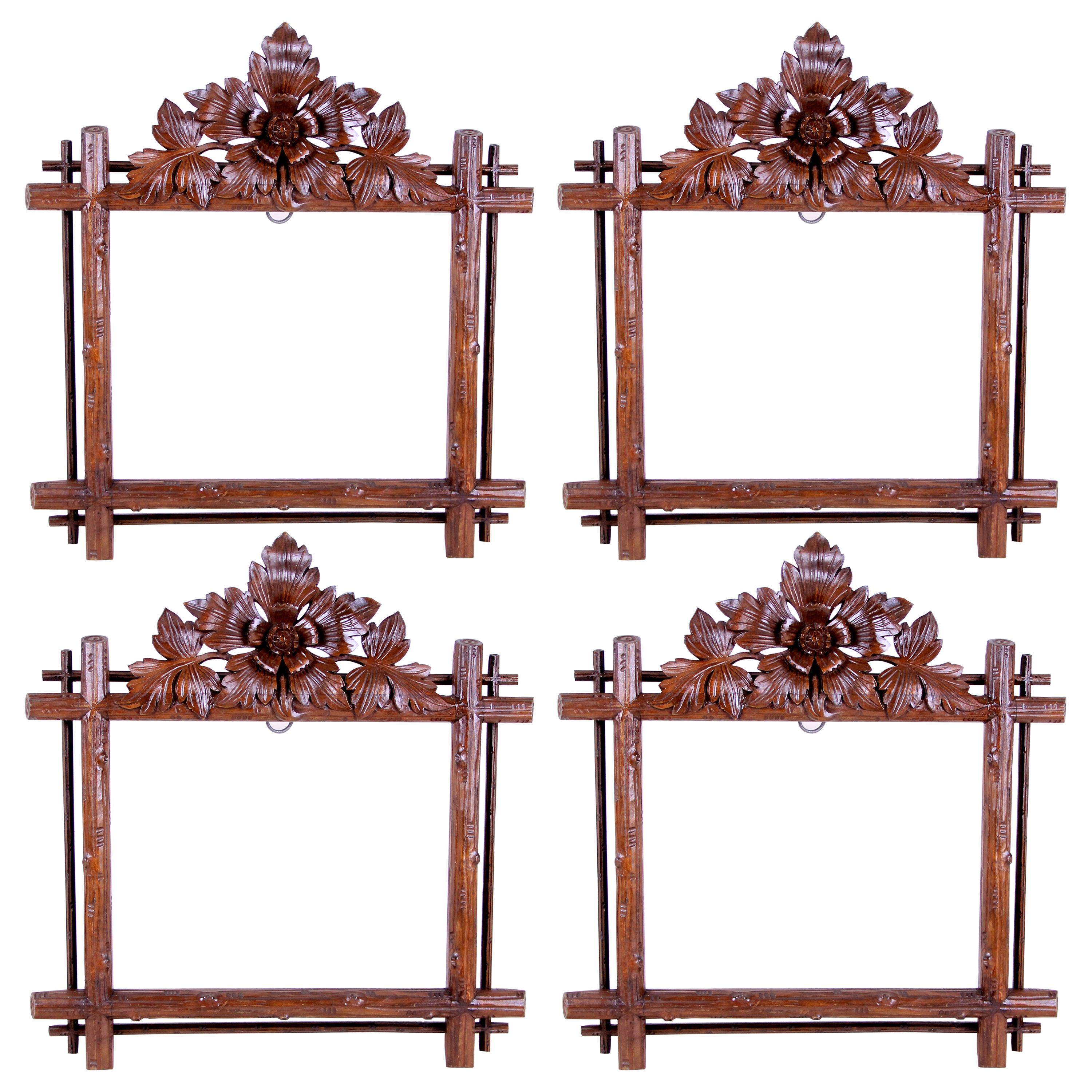 Set of Four Black Forest Picture Frames/ Wall Mirrors, Austria, circa 1890